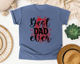 Best Dad Ever White graphic tee in Blue Jean