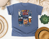 BBQ Beer And Being A Dad My Three Talents Grey 2 graphic tee in Blue Jean