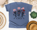 Three Skeletons With Flags graphic tee in Blue Jean