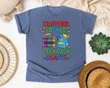 Crayons Packed Backpack Ready Graphic Tee graphic tee in Blue Jean