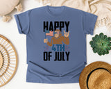 Happy 4th Of July White 3 graphic tee in Blue Jean