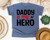 Daddy Is My Hero White graphic tee in Blue Jean