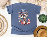 Raccoon In Uncle Sam Hat graphic tee in Blue Jean