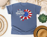 God Bless America Land That I Love Red graphic tee in Blue Jean
