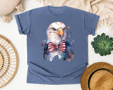 Eagle With Patriotic Bow Tie graphic tee in Blue Jean