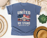 United We Stand Happy 4th Of July Grey graphic tee in Blue Jean