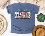 Farmer Dad Grey 2 graphic tee in Blue Jean