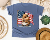 Hamster With American Flag graphic tee in Blue Jean