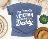 My Favorite Veteran Is My Daddy White 2 graphic tee in Blue Jean