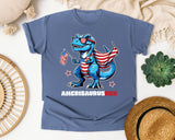 Amerisaurus Rex Grey graphic tee in Blue Jean