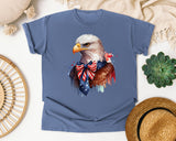 Eagle With Flag Bow graphic tee in Blue Jean