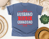 Husband Dad Granddad Red 2 graphic tee in Blue Jean