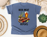 Beer Meat Repeat Brown 2 graphic tee in Blue Jean