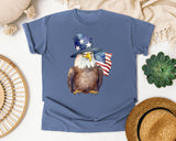 Eagle With Flag Hat graphic tee in Blue Jean