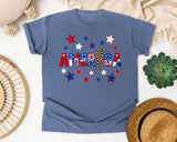America Grey graphic tee in Blue Jean