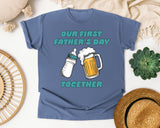 Our First Father's Day Together Teal graphic tee in Blue Jean