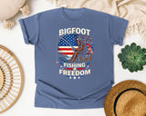 Bigfoot Fishing Freedom graphic tee in Blue Jean