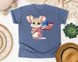 Mouse With American Flag graphic tee in Blue Jean