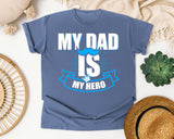 My Dad Is My Hero White graphic tee in Blue Jean