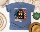 Home Of The Brave Fearless And Free graphic tee in Blue Jean
