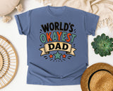 World's Okayest Dad Brown graphic tee in Blue Jean