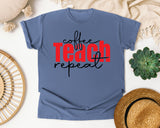 Coffee Teach Repeat graphic tee in Blue Jean