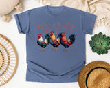 Patriotic Roosters Fireworks graphic tee in Blue Jean