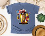 USA Hot Dog Character graphic tee in Blue Jean