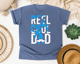 Reel Cool Dad White 4 graphic tee in Blue Jean