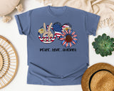 Peace Love America Grey graphic tee in Blue Jean
