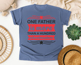 One Father Is More Than A Hundred Schoolmasters White 2 graphic tee in Blue Jean