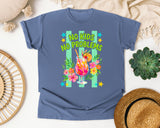 No Kids No Problems graphic tee in Blue Jean