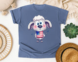 Patriotic Poodle Puppy graphic tee in Blue Jean