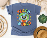 Teach World graphic tee in Blue Jean