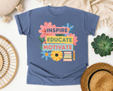 Inspire Educate Motivate graphic tee in Blue Jean