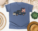 Patriotic Truck With Gifts graphic tee in Blue Jean