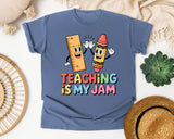 Teaching Is My Jam graphic tee in Blue Jean