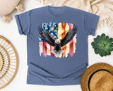Eagle American Flag Grey graphic tee in Blue Jean