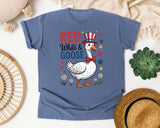 Red White And Goose graphic tee in Blue Jean