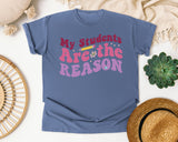 My Students Are The Reason graphic tee in Blue Jean