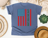Life On The Line graphic tee in Blue Jean