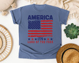 America 1776 Land Of The Free Red graphic tee in Blue Jean