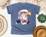 Eagle With Flag Bow Tie graphic tee in Blue Jean