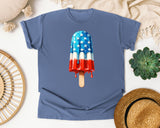 Patriotic Popsicle Drip graphic tee in Blue Jean