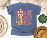 Hello First Grade Pencil graphic tee in Blue Jean