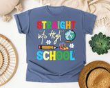Straight Into High School graphic tee in Blue Jean
