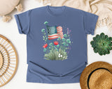 Flag With Wildflowers graphic tee in Blue Jean