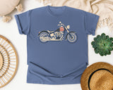 Patriotic Motorcycle graphic tee in Blue Jean