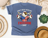 Don't Mess With My Freedom Day Red graphic tee in Blue Jean