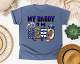 My Daddy Is My Hero Grey 2 graphic tee in Blue Jean